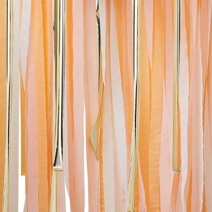 Gold And Peach Party Streamers Backdrop - Birthday Decorations - Photo Backdrop - Streamer Garland - Birthday Party Decor - Hen Party