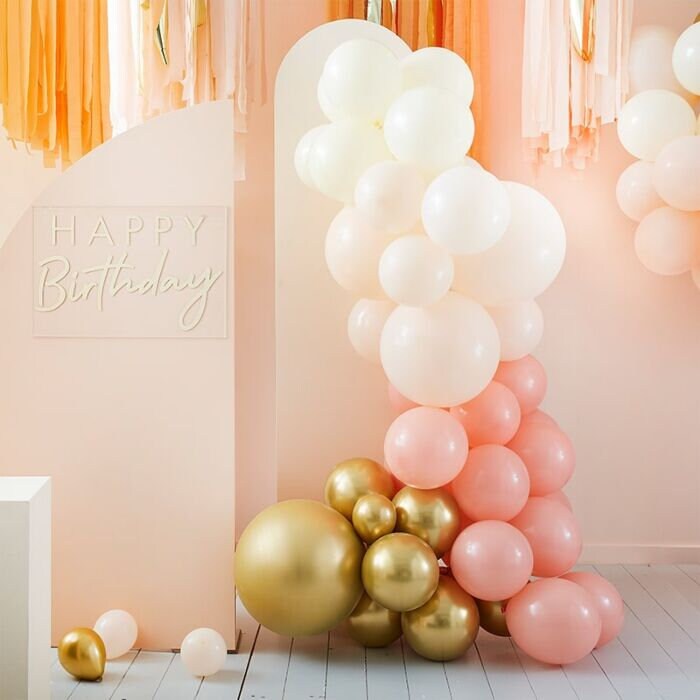 Peach And Gold Balloon Arch Kit - Pastel Balloon Garland - Wedding Decorations - Hen Party Balloons - Birthday Party Decorations