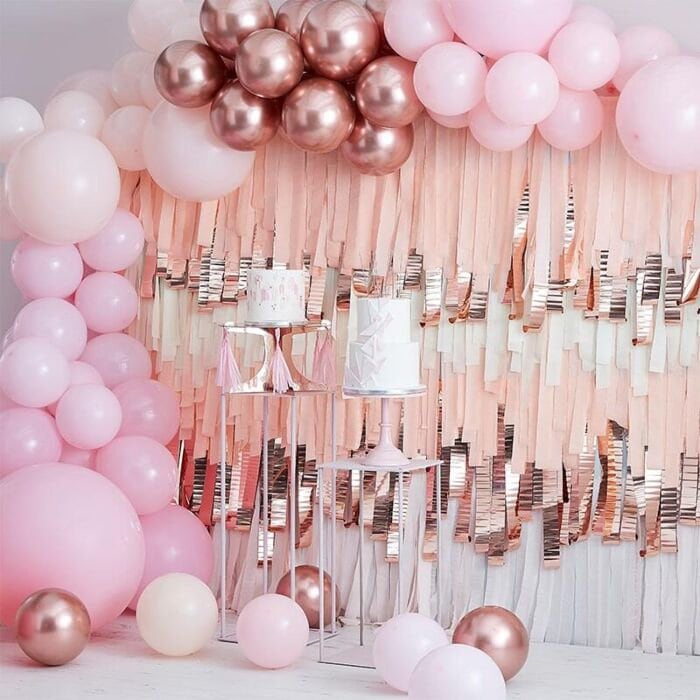 Pink And Rose Gold Balloon Arch Kit - Rose Gold & Pink Party Decorations - Large Rose Gold Balloon Garland - Door Frame Garland-Centrepiece