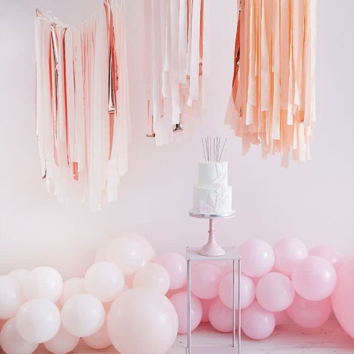 Blush Pink And Rose Gold Ceiling Streamer Backdrop - Gold Party Decoration - Pretty In Pink Party - Hanging Ceiling Party Backdrop -Birthday