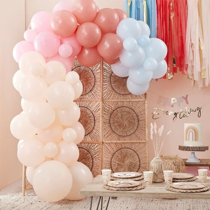 Pastel Balloon Arch Kit - Muted Pastel Rainbow Balloon Garland - Hen Party Balloon Garland - Peach & Pink Balloons - Party Decorations