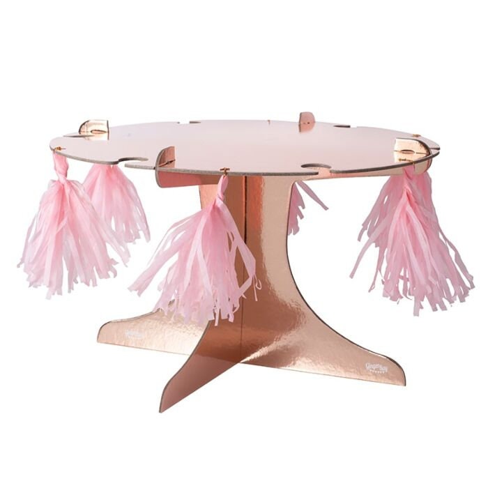 Rose Gold Cake Stand - Birthday Cake Stand With Drink Holders - Rose Gold And Pink Tassel Party Stand - Party Buffet - Hen Party Decor