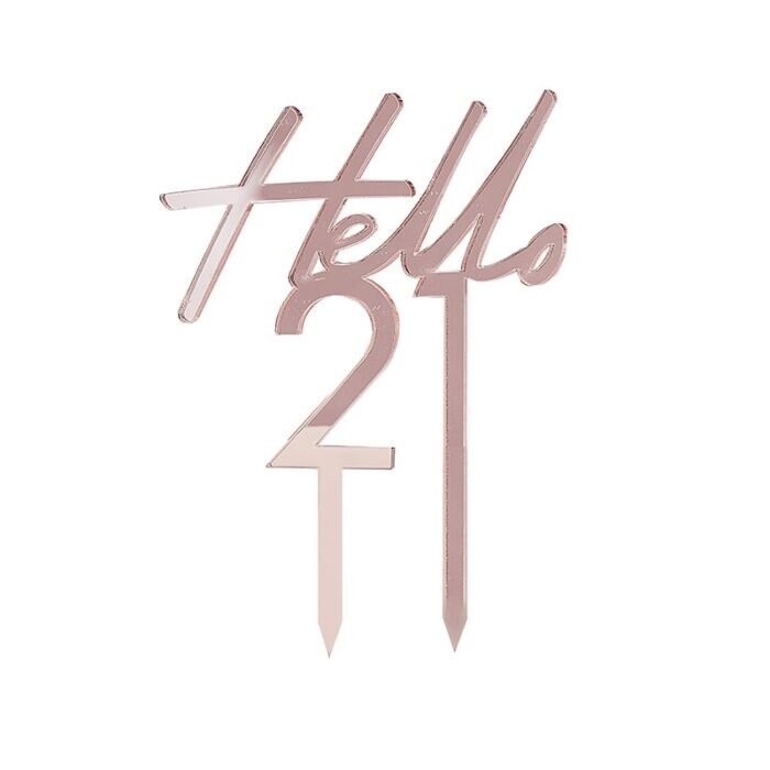 21st Birthday Cake Topper - Rose Gold Hello 21 - Mix It Up – Jolie Fête -  Party Supplies & Gifts
