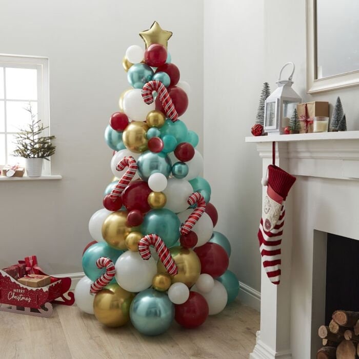 Balloon Christmas Tree - Candy Cane Balloon Tree Kit - Christmas Decorations - Alternative Christmas Tree-Xmas Balloons-Christmas Photo Prop