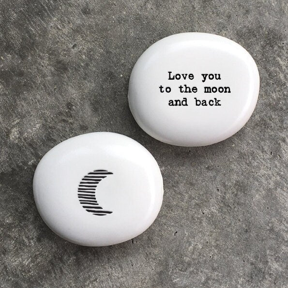 Porcelain Pebble - Love You To The Moon And Back - Porcelain Keepsake Token -Valentine's Gift-Birthday Present-Gift For Friend-East Of India