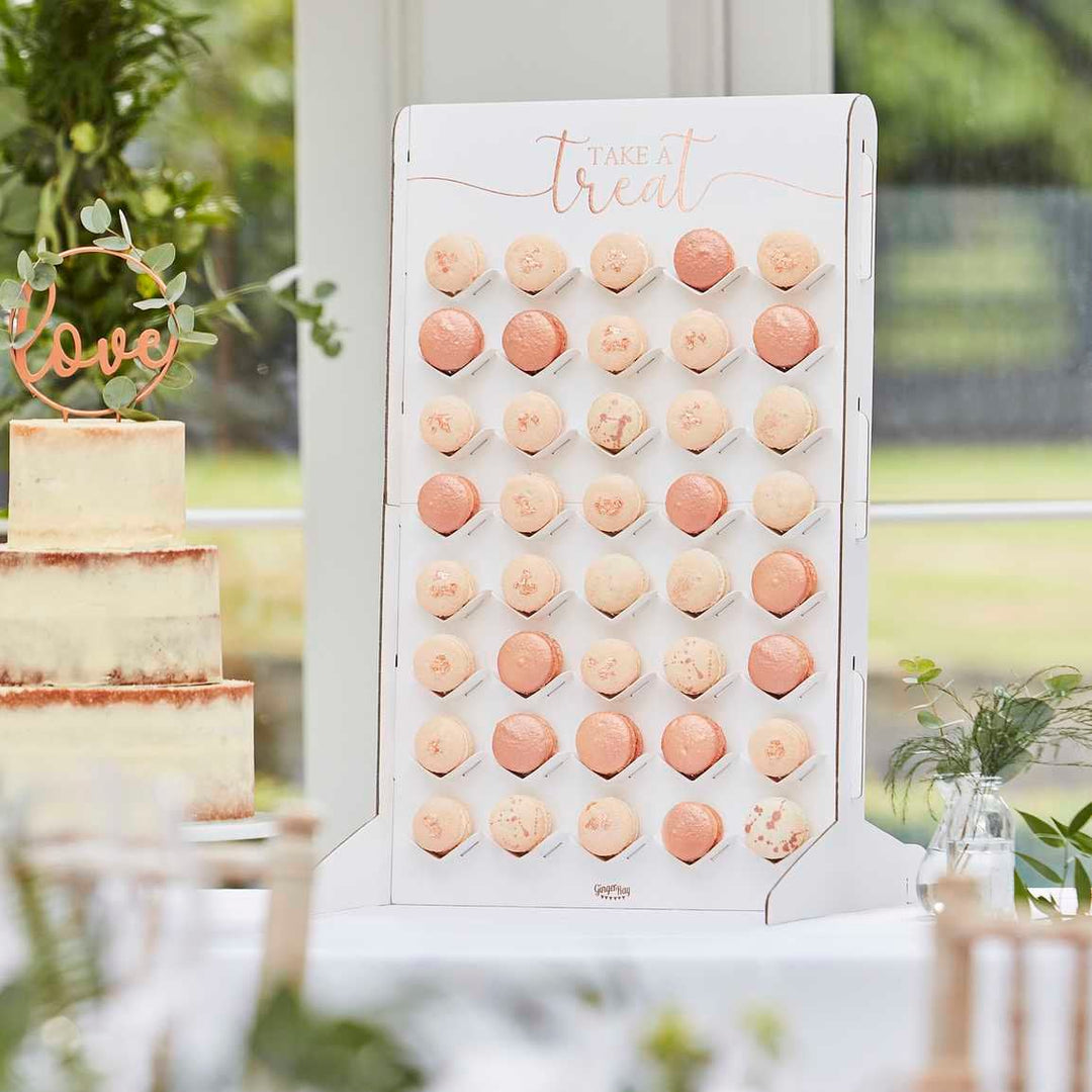 Macaron Stand Treat Wall Holder - White & Rose Gold Display - Macaroon Stand - Treat Displays - Party Buffet - Wedding Cake Alternative