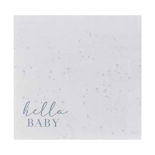 Hello Baby Shower Napkins - Neutral Paper Napkins - Eco Friendly Baby Shower - Sip And See - New Baby Party - Gender Neutral - Pack of 16