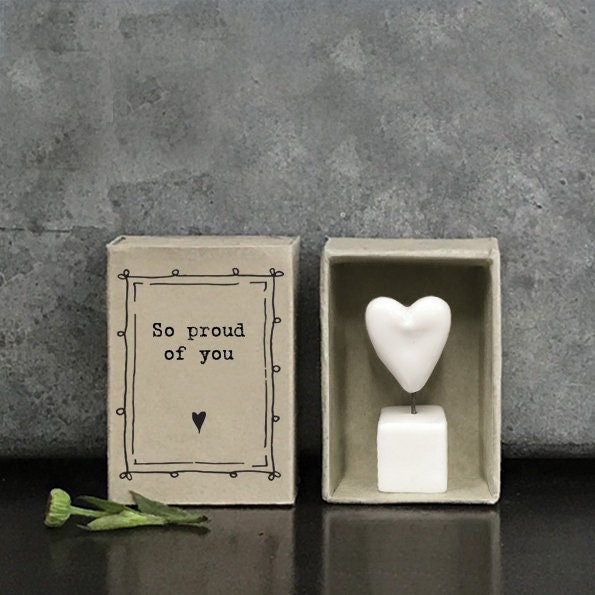 Porcelain Heart Matchbox Gift - So Proud Of You - Thinking Of You - Gifts For Friends - Difficult Time Gifts - Small Keepsake -East Of India