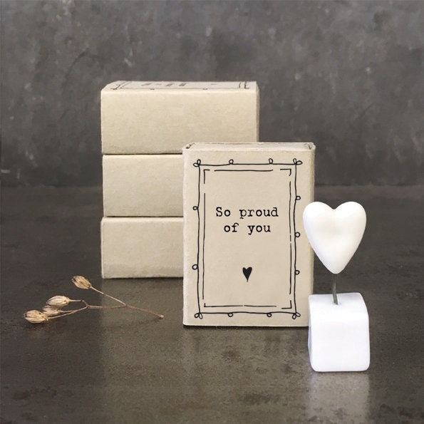 Porcelain Heart Matchbox Gift - So Proud Of You - Thinking Of You - Gifts For Friends - Difficult Time Gifts - Small Keepsake -East Of India