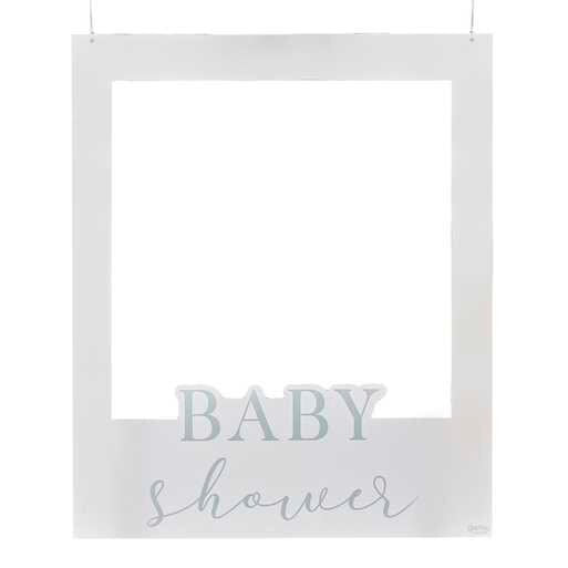 Customisable Baby Shower Photo Frame - Personalised Selfie Frame - Baby Shower Photo Booth Prop - Neutral Baby Shower - Cream And Grey Frame