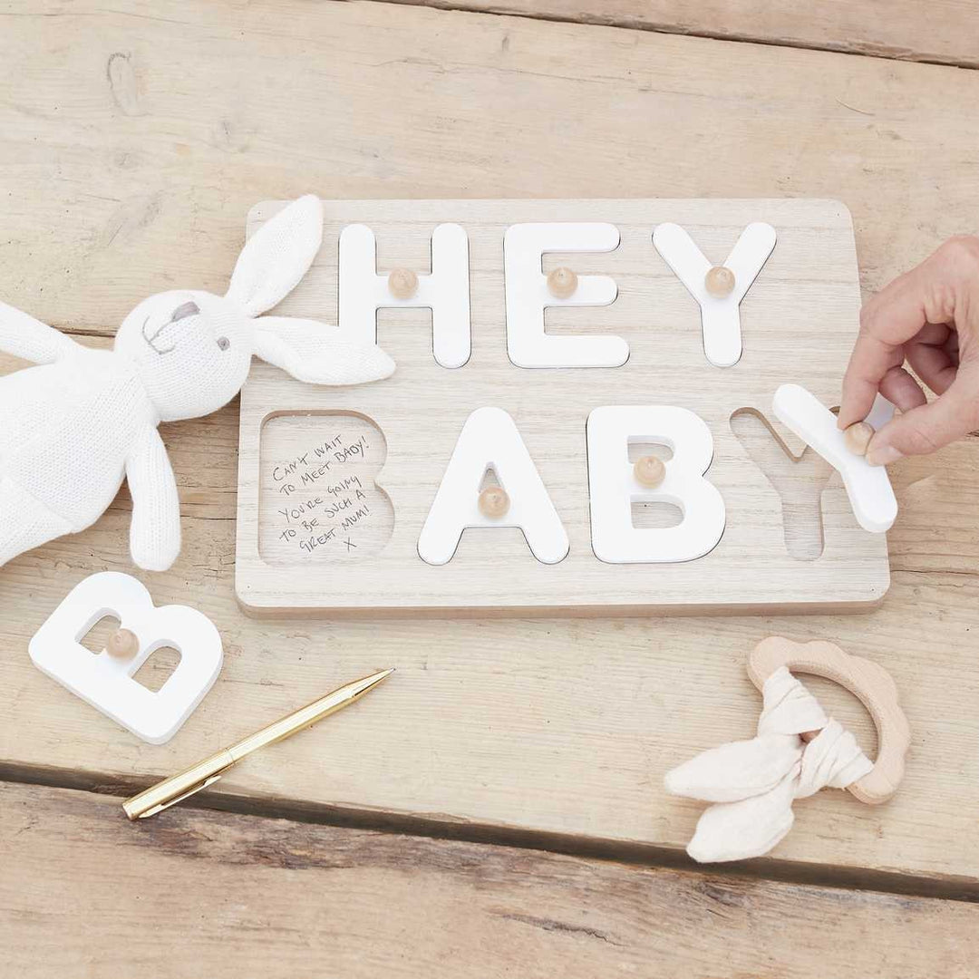 Baby Shower Wooden Guest Book Puzzle - Alternative Guest Book - Gender Neutral - Baby Shower Keepsake - Hello Baby