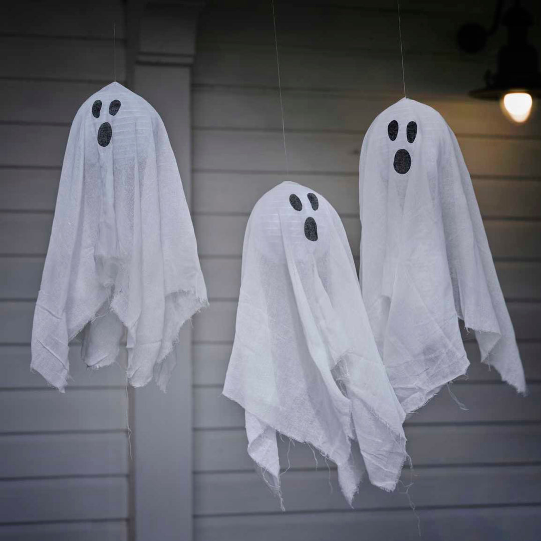 Halloween Ghost Decorations - White And Black Hanging Ghost Decorations - Spooky House Decor - Halloween Party Decorations - Pack of 3