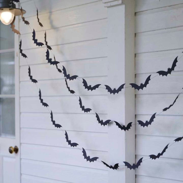 Bat Halloween Garland - Black Bat Halloween Bunting - Halloween Party Decorations - Halloween Banner Backdrop - Halloween Home Decor