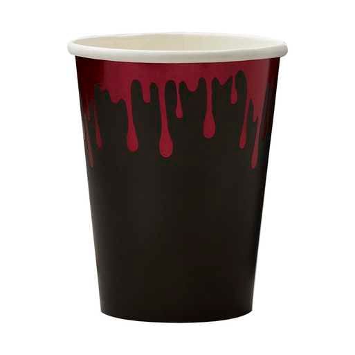 Halloween Cups - Black And Red Blood Drip Halloween Paper Cups - Halloween Party Decorations - Halloween Party Table Accessories - Pack of 8
