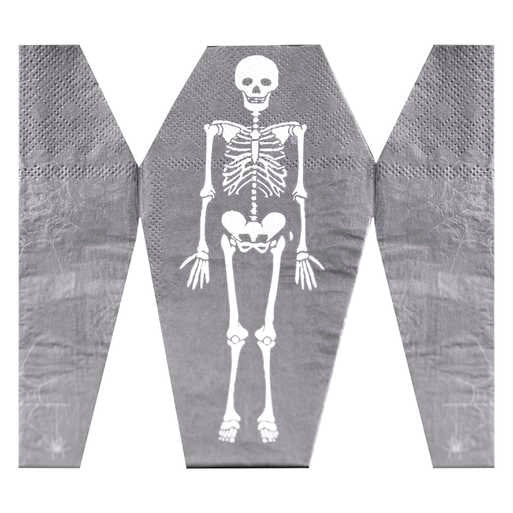 Skeleton Coffin Halloween Napkins - Black And White Halloween Paper Napkins - Halloween Party Decorations - Halloween Party Table-Pack of 16