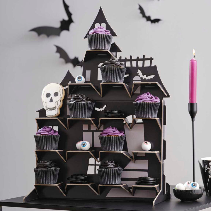 Halloween Treat Stand - Black Haunted House Snack Board - Halloween Party Decorations - Halloween Grazing Dinning Accessory -Halloween Decor