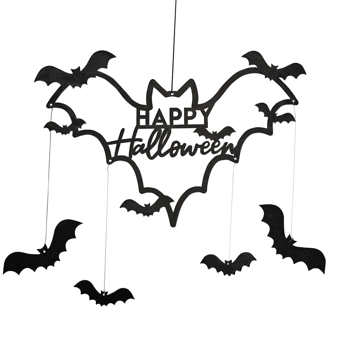 Bat Halloween Wreath - Black Bat Door Decoration - Halloween Party Decorations - Halloween Backdrop Photo Props - Halloween Home Decor