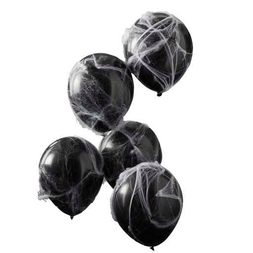 Halloween Cobweb Balloons - Black And White Balloons - Spider Balloons - Spooky Party Balloons - Halloween Party Decorations - Pack of 5
