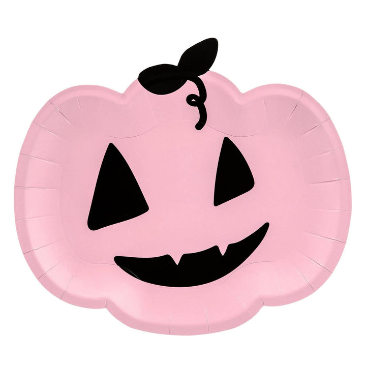 Halloween Paper Plates - Pink Pumpkin Paper Plates - Halloween Party Tableware - Pink Paper Plates - Halloween Decor - Pack Of 6