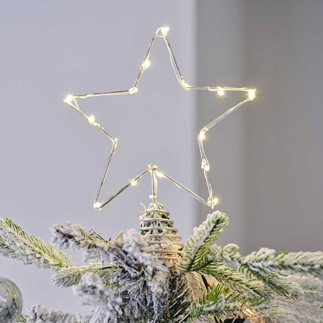 Star Christmas Tree Topper - Silver Star With Lights - Christmas Tree Decorations - Holiday Decor - Star For Top Of Xmas Tree