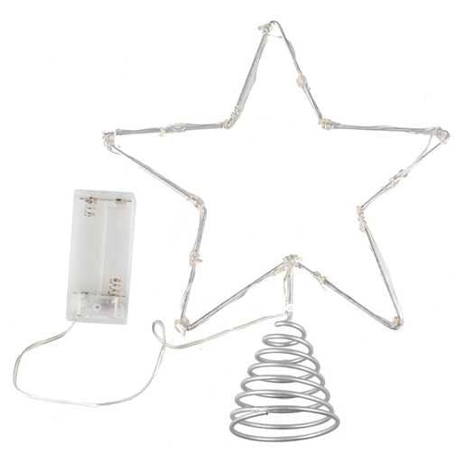 Star Christmas Tree Topper - Silver Star With Lights - Christmas Tree Decorations - Holiday Decor - Star For Top Of Xmas Tree