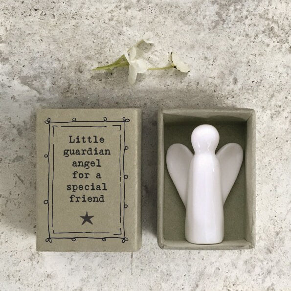 Porcelain Guardian Angel Matchbox Gift -Birthday Present-Gift For Friend-Friendship Gifts-Little Guardian Angel Special Friend-East Of India