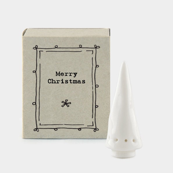 Porcelain Tree Matchbox Gift - Merry Christmas - Gift For Friend Or Loved One - Friendship Gifts - Mini White Porcelain Tree - East Of India