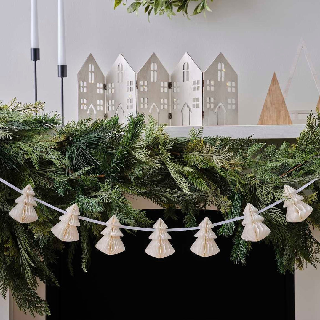 Christmas Tree Decoration - Cream Honeycomb Trees - Christmas Decorations - Hanging Decorations - Christmas Garland - Holiday Decor