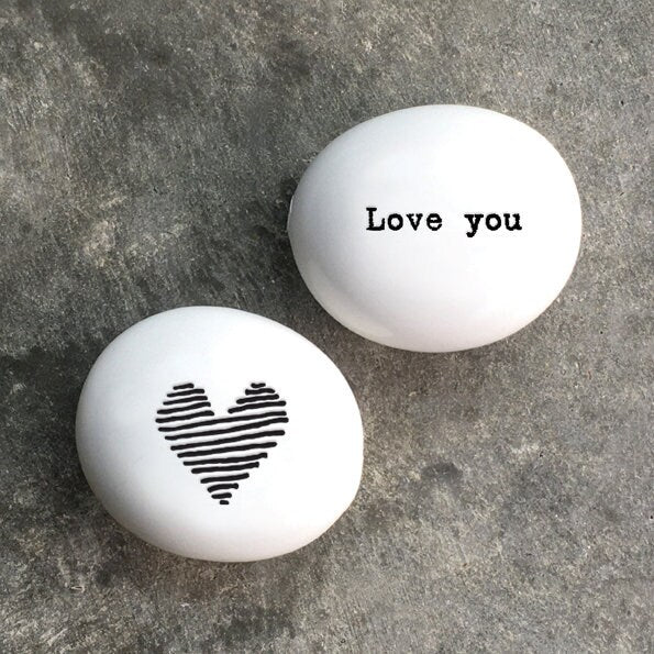 Love You Pebble - Porcelain Keepsake Token - Valentine's Gift -Birthday Present-Gift For Friend-Friendship Gifts-Lockdown Gift-East Of India