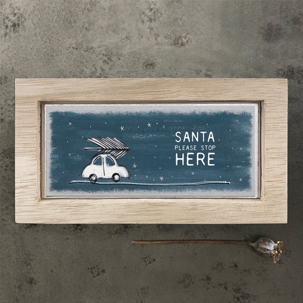 Santa Please Stop Here Sign - Rustic Christmas Decoration - Christmas Ornament - Xmas Signs - Holiday Decor