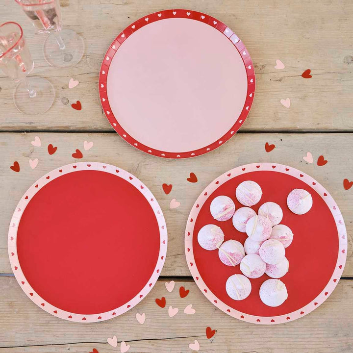 Red Valentine's Day Plates - Valentines Day Party Decor - Hen Party Paper Plates - Wedding Decorations - Engagement Party Plates - Pack of 8