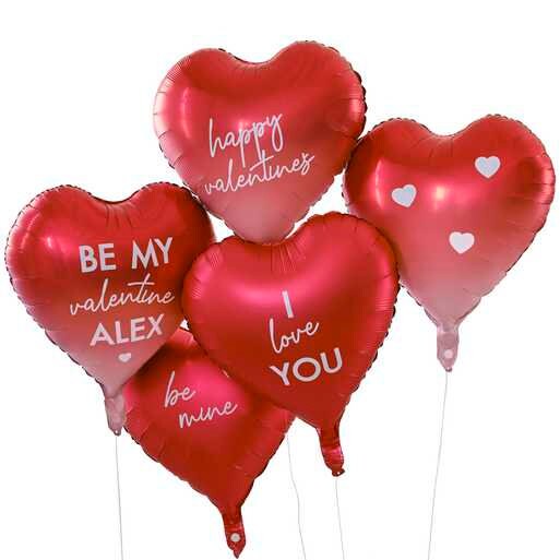 Customisable Red Heart Balloons - Valentines Day Balloons With Stickers -Valentines Day Decorations-Valentine's Day Party Balloons-Pack Of 5