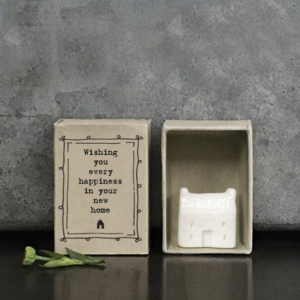 Porcelain House Matchbox Gift - Wishing You Every Happiness In Your New Home - Moving In Gift - Gift For Friend - East Of India