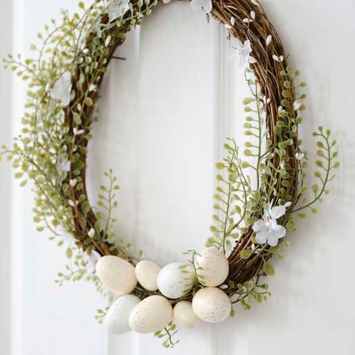 Easter Wreath - Egg, Foliage & Twig Wreath - Artificial Flower Garland - Easter Door Decoration - Spring Time Wreath - Easter Egg Wreath