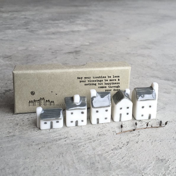 Porcelain Mini Houses Gift - Street In A Box - Keepsake Gift-Boxed Thinking Of You Gift-Small Porcelain Houses-Gift For Friend-East Of India