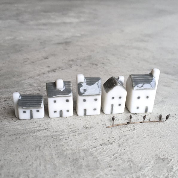 Porcelain Mini Houses Gift - Street In A Box - Keepsake Gift-Boxed Thinking Of You Gift-Small Porcelain Houses-Gift For Friend-East Of India