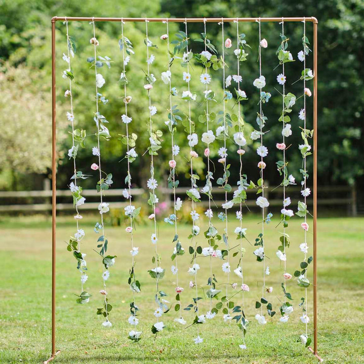 Hanging Flower Curtain Back Drop - Artificial Floral Party Curtain - Flower Wall - Birthday Backdrop - Daisy Decorations - Wedding Reception