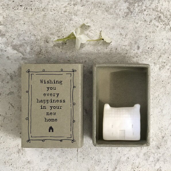 Porcelain House Matchbox Gift - Wishing You Every Happiness In Your New Home - Moving In Gift - Gift For Friend - East Of India