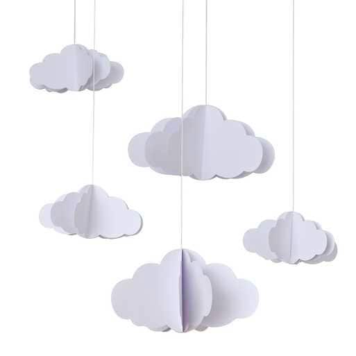 Clouds Decorations - White Hanging Cloud Decorations - Baby Shower Decorations - Birthday Decor - Party Decorations - Baby Nursery-Pack Of 5