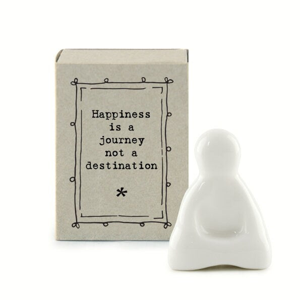Porcelain Buddha Matchbox Gift - Happiness Is a Journey Not A Destination - Gift For Friend - Small Keepsake For Older Kids - East Of India