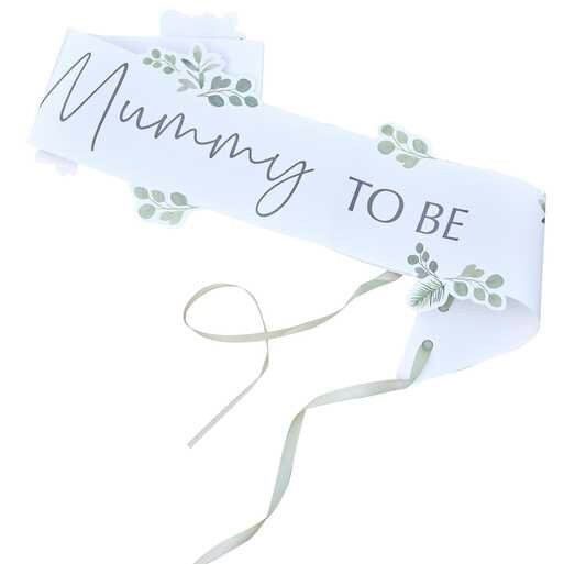 Mummy To Be Sash - Hey Baby Sash - Sage Green And White - Botanical Baby Shower Sash - Mum To Be Sash - Mum To Be Gift - New Arrival