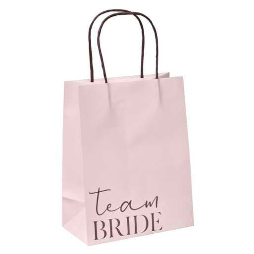 Team Bride Hen Party Bags - Pink & Black Gift Bags - Hen Do Paper Party Bags - Bachelorette Favor Bags - Gifts For Hens - Pack of 5