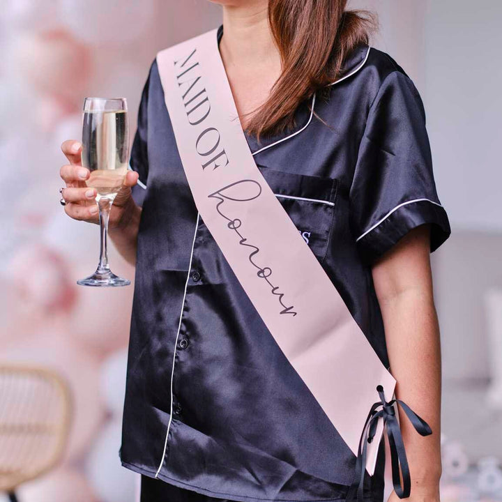Maid Of Honour Sash - Team Bride Hen Night Sashes - Pink & Black Sash - Bachelorette Sashes - Hen Party Weekend Accessories - Bride To Be
