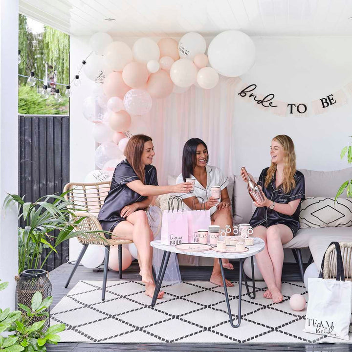 Team Bride Hen Party Paper Cups - Pink & Black Bridal Shower Party Cups - Hen Party Cups - Bachelorette Party Cups - Bridal Shower-Pack of 8