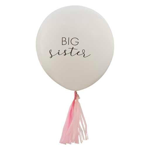 Big Sister Balloon - Birth Announcement Balloon With Pink Tassels - Pregnancy Announcement Balloons - New Big Sister - New Arrival -New Baby