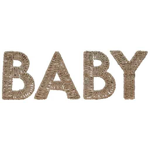 Baby Sign Decoration - Wicker Baby Nursery Decoration - Seagrass Baby Sign - Gift For New Parents - Gender Neutral Decor