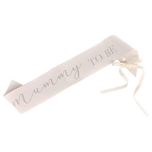 Mummy To Be Sash - Cream & Grey Mummy To Be Sash With Ribbon Tie - Hello Baby - Gift For Mum To Be - Gender Neutral Decor - Gender Reveal