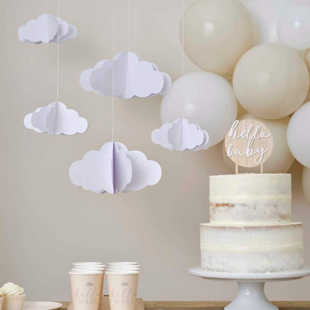 Clouds Decorations - White Hanging Cloud Decorations - Baby Shower Decorations - Birthday Decor - Party Decorations - Baby Nursery-Pack Of 5