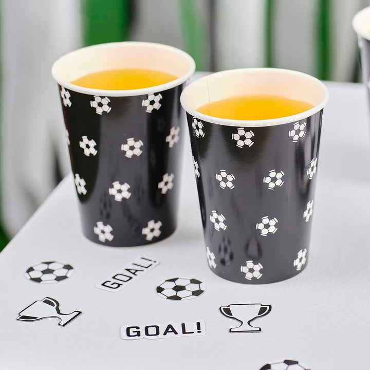 Football Party Cups - Football Birthday Party Paper Cups - Children's Kid's Sports Tableware Supplies - Soccer Party Decoration - Pack Of 8