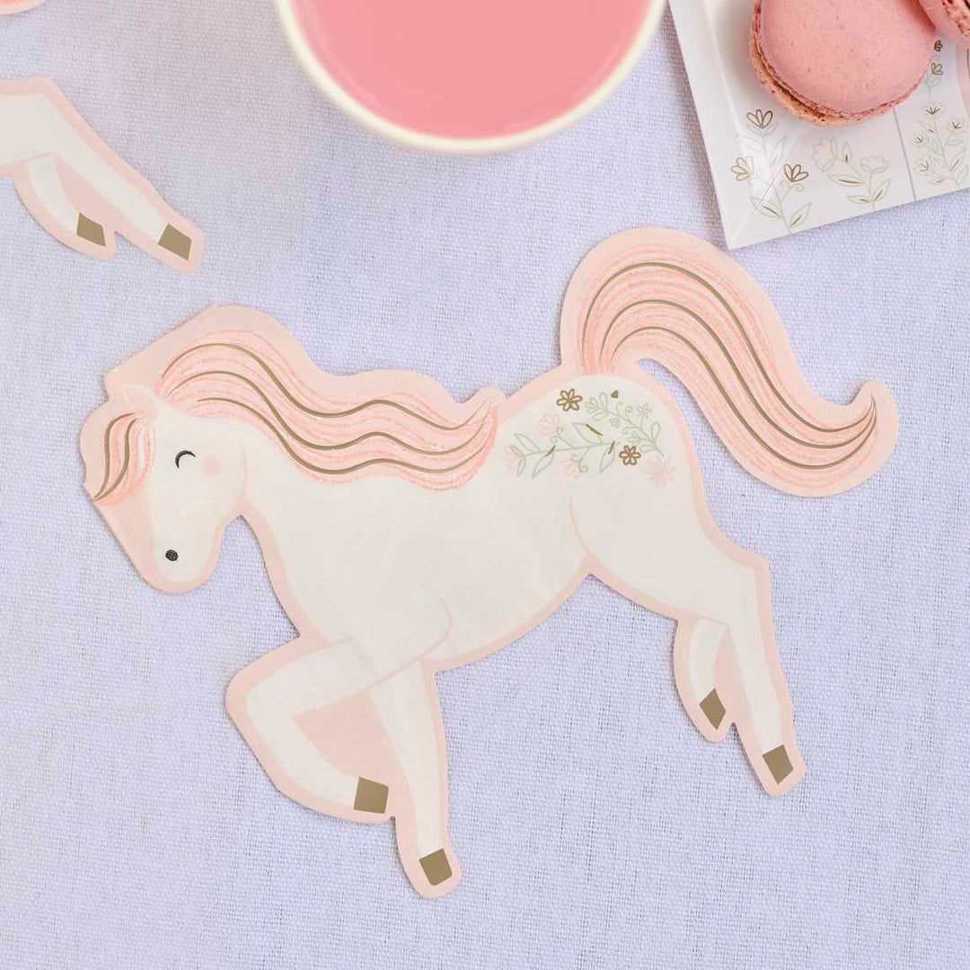 White Horse Napkins - Princess Party Paper Napkins - Girls Birthday Party Decor - 1st Birthday Party - Unicorn Party - Pack Of 16